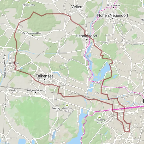 Map miniature of "Gravel Adventure in and around Spandau" cycling inspiration in Berlin, Germany. Generated by Tarmacs.app cycling route planner