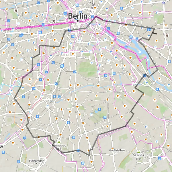 Map miniature of "Berlin City Highlights Ride" cycling inspiration in Berlin, Germany. Generated by Tarmacs.app cycling route planner
