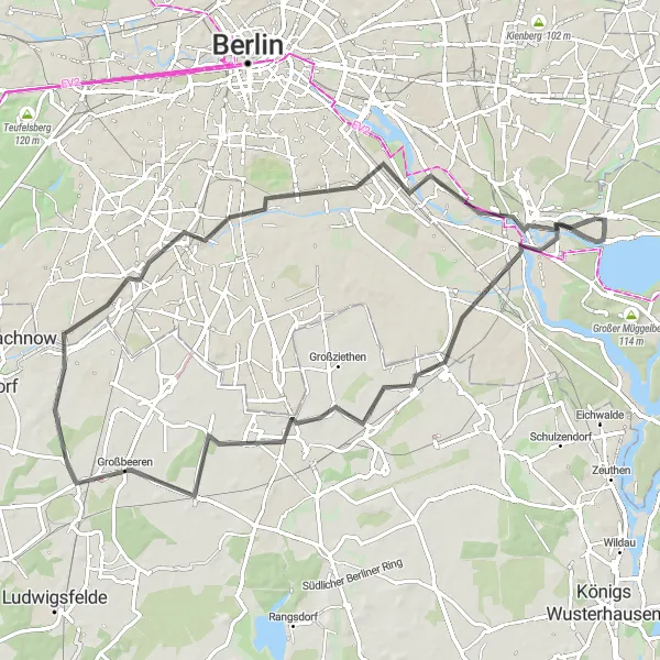 Map miniature of "Discover Berlin's Southern Highlights" cycling inspiration in Berlin, Germany. Generated by Tarmacs.app cycling route planner