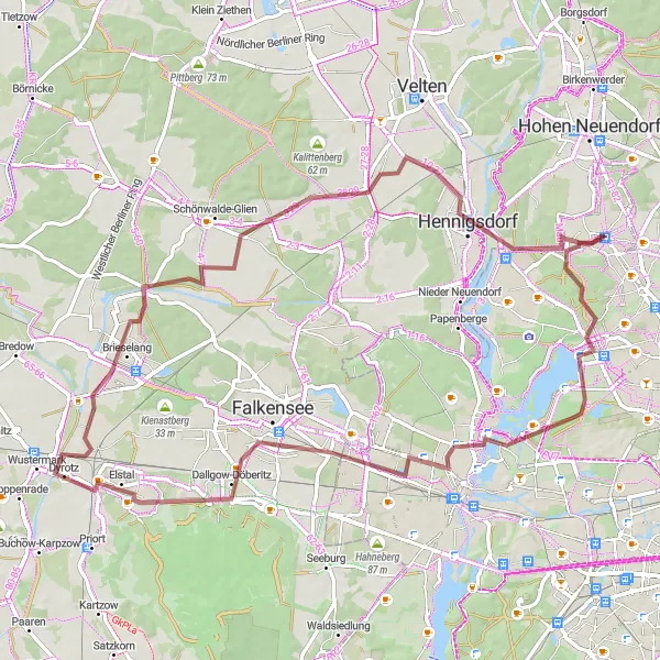 Map miniature of "Ehrenpfortenberg to Wetterpilz" cycling inspiration in Berlin, Germany. Generated by Tarmacs.app cycling route planner