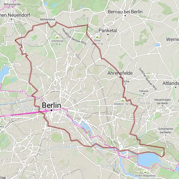 Map miniature of "Loreleiberge to Hermsdorf" cycling inspiration in Berlin, Germany. Generated by Tarmacs.app cycling route planner