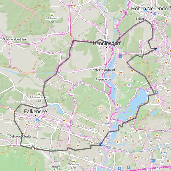 Map miniature of "The Humboldt-Schloss Loop" cycling inspiration in Berlin, Germany. Generated by Tarmacs.app cycling route planner