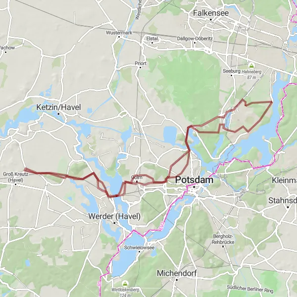 Karten-Miniaturansicht der Radinspiration "Rundweg um Gatow und Potsdam" in Berlin, Germany. Erstellt vom Tarmacs.app-Routenplaner für Radtouren