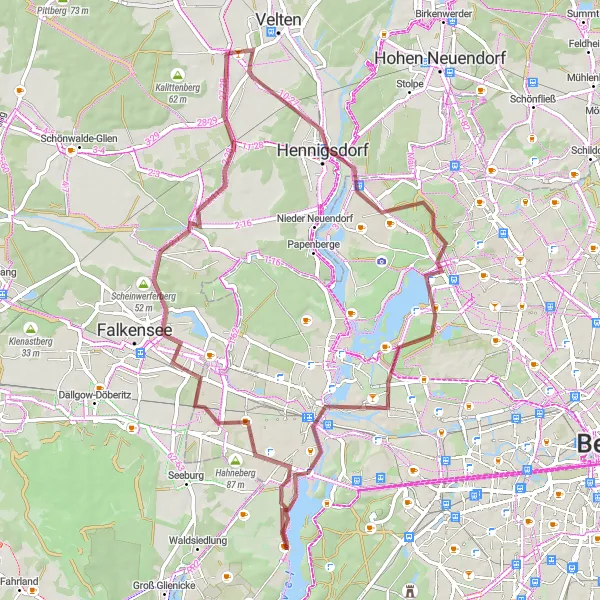 Karten-Miniaturansicht der Radinspiration "Rundtour durch die ländliche Umgebung von Berlin" in Berlin, Germany. Erstellt vom Tarmacs.app-Routenplaner für Radtouren