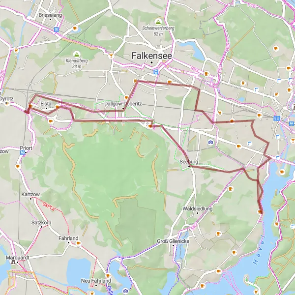 Map miniature of "Havel River Loop" cycling inspiration in Berlin, Germany. Generated by Tarmacs.app cycling route planner