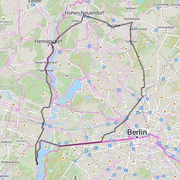 Map miniature of "Countryside Escape" cycling inspiration in Berlin, Germany. Generated by Tarmacs.app cycling route planner