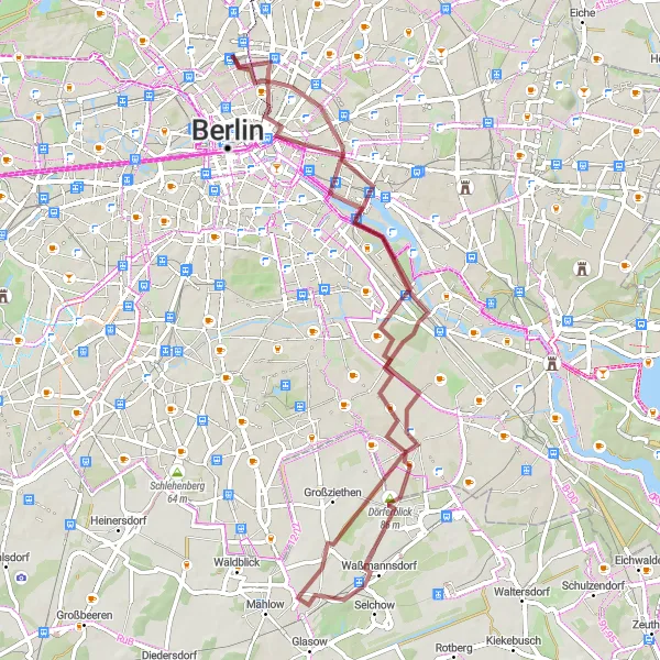 Map miniature of "Humboldthöhe and Plänterwald" cycling inspiration in Berlin, Germany. Generated by Tarmacs.app cycling route planner