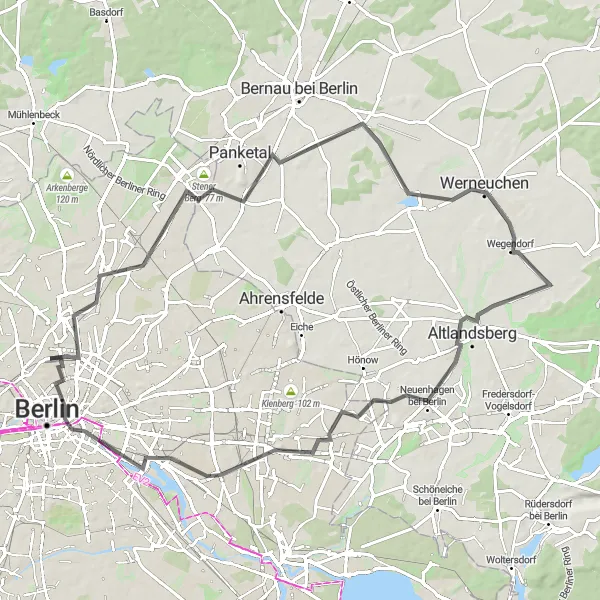 Map miniature of "Berlin Pankow Loop" cycling inspiration in Berlin, Germany. Generated by Tarmacs.app cycling route planner