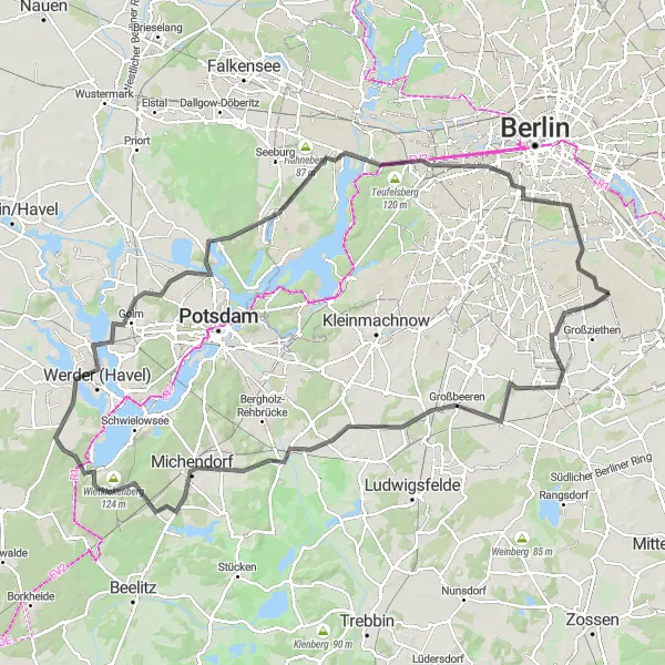 Map miniature of "Havel River Loop" cycling inspiration in Berlin, Germany. Generated by Tarmacs.app cycling route planner