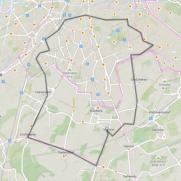 Map miniature of "Scenic Countryside Ride" cycling inspiration in Berlin, Germany. Generated by Tarmacs.app cycling route planner