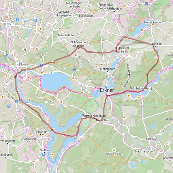 Map miniature of "Mark Brandenburg Adventure" cycling inspiration in Berlin, Germany. Generated by Tarmacs.app cycling route planner