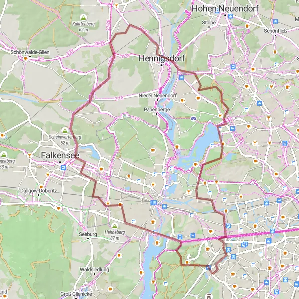 Map miniature of "Scenic Gravel Route Including Teufelsberg and Funkturm" cycling inspiration in Berlin, Germany. Generated by Tarmacs.app cycling route planner