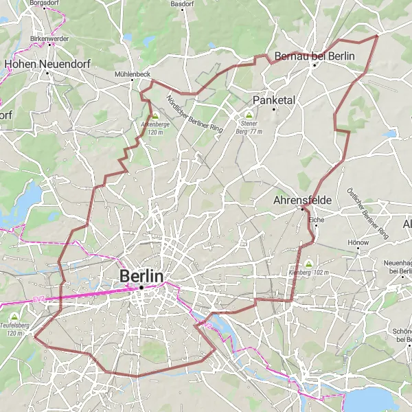 Map miniature of "Castles and Gardens" cycling inspiration in Berlin, Germany. Generated by Tarmacs.app cycling route planner