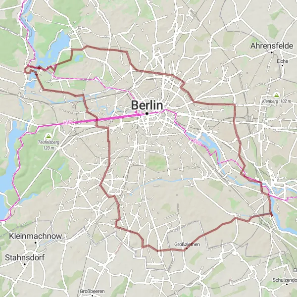 Map miniature of "Gravel Cycling Tour from Hakenfelde" cycling inspiration in Berlin, Germany. Generated by Tarmacs.app cycling route planner