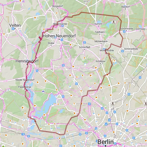 Map miniature of "Gravel Adventure: Hakenfelde Exploration" cycling inspiration in Berlin, Germany. Generated by Tarmacs.app cycling route planner