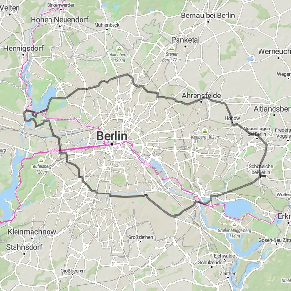 Map miniature of "Borsigdamm androsenthal Loop" cycling inspiration in Berlin, Germany. Generated by Tarmacs.app cycling route planner