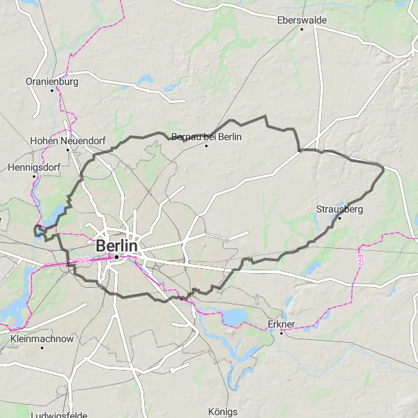 Map miniature of "Borsigdamm and Humboldt-Schloss Loop" cycling inspiration in Berlin, Germany. Generated by Tarmacs.app cycling route planner