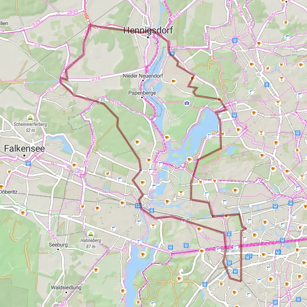 Karten-Miniaturansicht der Radinspiration "Rundfahrt durch Hennigsdorf und Spandau" in Berlin, Germany. Erstellt vom Tarmacs.app-Routenplaner für Radtouren