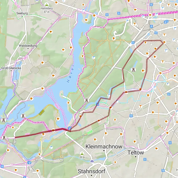 Map miniature of "Wannsee and Schlachtensee Gravel Ride" cycling inspiration in Berlin, Germany. Generated by Tarmacs.app cycling route planner