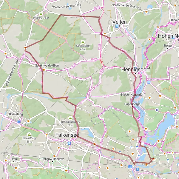 Map miniature of "Discovering Havelseen: A Gravel Adventure" cycling inspiration in Berlin, Germany. Generated by Tarmacs.app cycling route planner