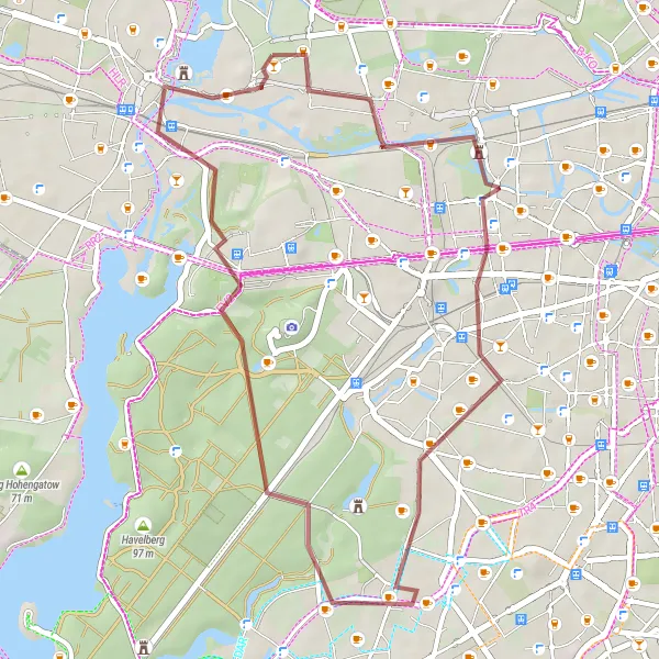 Map miniature of "Haselhorst Gravel Ride" cycling inspiration in Berlin, Germany. Generated by Tarmacs.app cycling route planner