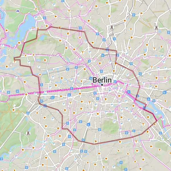 Map miniature of "Tempelhof Gravel Adventure" cycling inspiration in Berlin, Germany. Generated by Tarmacs.app cycling route planner