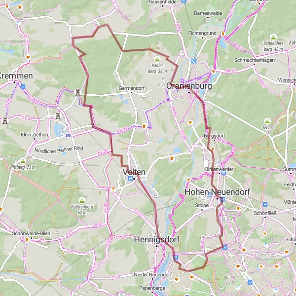 Map miniature of "Heiligensee to Hohenbruch Loop - Gravel Bike Route" cycling inspiration in Berlin, Germany. Generated by Tarmacs.app cycling route planner