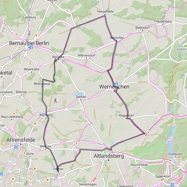 Karten-Miniaturansicht der Radinspiration "Kurze Radtour um Hellersdorf und Hönow Dorf" in Berlin, Germany. Erstellt vom Tarmacs.app-Routenplaner für Radtouren