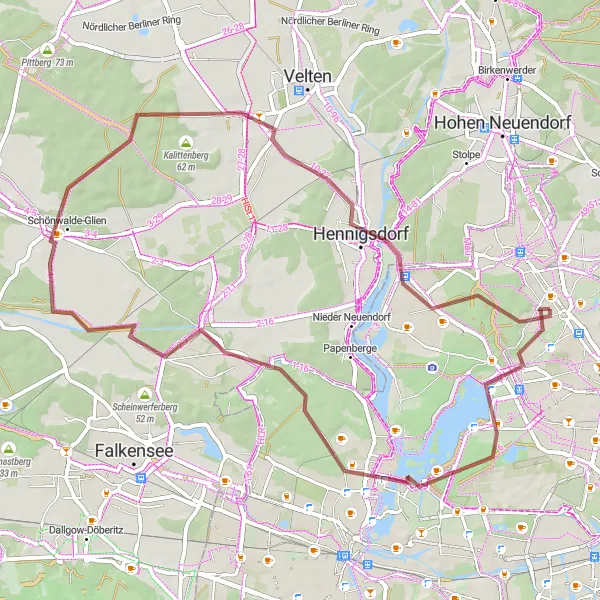 Karten-Miniaturansicht der Radinspiration "Schottertour um das Humboldt-Schloss" in Berlin, Germany. Erstellt vom Tarmacs.app-Routenplaner für Radtouren