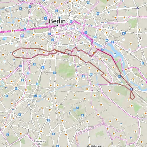 Karten-Miniaturansicht der Radinspiration "Rixdorfer Höhe und Kreuzberg Entdeckertour" in Berlin, Germany. Erstellt vom Tarmacs.app-Routenplaner für Radtouren