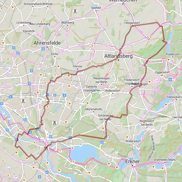 Map miniature of "Berlin Countryside Adventure" cycling inspiration in Berlin, Germany. Generated by Tarmacs.app cycling route planner