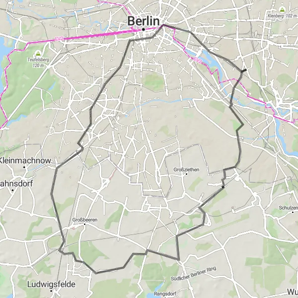 Map miniature of "Urban Adventure" cycling inspiration in Berlin, Germany. Generated by Tarmacs.app cycling route planner