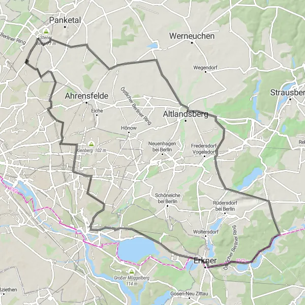 Map miniature of "Castles and Villages Tour" cycling inspiration in Berlin, Germany. Generated by Tarmacs.app cycling route planner