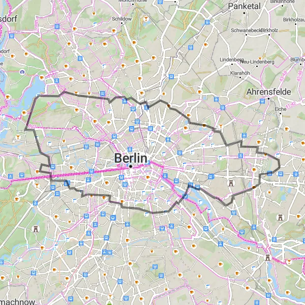 Karten-Miniaturansicht der Radinspiration "Panoramische Radtour durch Berlin" in Berlin, Germany. Erstellt vom Tarmacs.app-Routenplaner für Radtouren