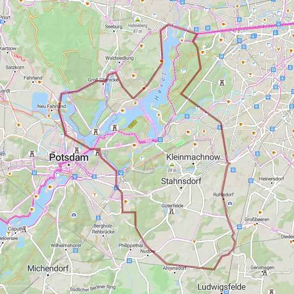 Karten-Miniaturansicht der Radinspiration "Rund um Kladow und Babelsberg" in Berlin, Germany. Erstellt vom Tarmacs.app-Routenplaner für Radtouren