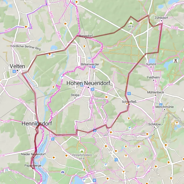 Map miniature of "Nature and History" cycling inspiration in Berlin, Germany. Generated by Tarmacs.app cycling route planner