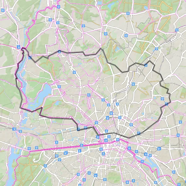 Map miniature of "Konradshöhe to Hennigsdorf Circuit" cycling inspiration in Berlin, Germany. Generated by Tarmacs.app cycling route planner