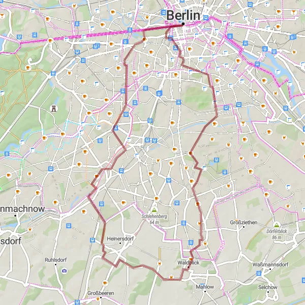 Karten-Miniaturansicht der Radinspiration "Grunewaldtour" in Berlin, Germany. Erstellt vom Tarmacs.app-Routenplaner für Radtouren