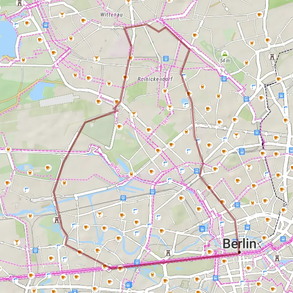 Map miniature of "Berlin City Gravel Ride" cycling inspiration in Berlin, Germany. Generated by Tarmacs.app cycling route planner