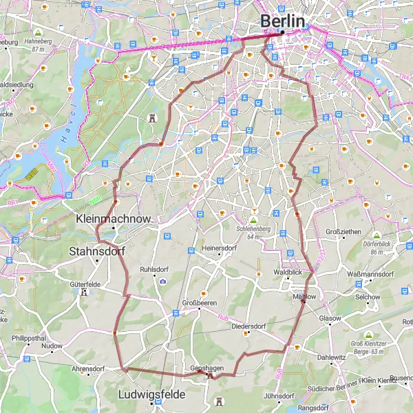 Map miniature of "Mark Twain Trail" cycling inspiration in Berlin, Germany. Generated by Tarmacs.app cycling route planner