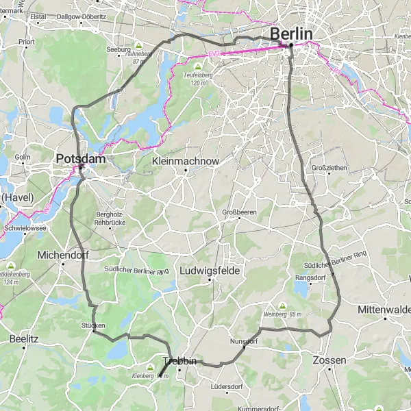 Map miniature of "Kreuzberg to Bittschriftenlinde Loop" cycling inspiration in Berlin, Germany. Generated by Tarmacs.app cycling route planner