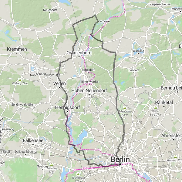 Karten-Miniaturansicht der Radinspiration "Berlin und Umgebung entdecken" in Berlin, Germany. Erstellt vom Tarmacs.app-Routenplaner für Radtouren