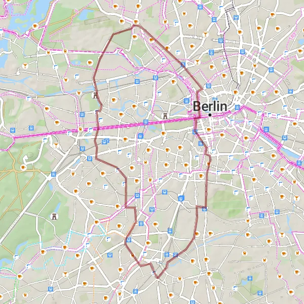 Map miniature of "Fichtenberg and Panorama Point Loop" cycling inspiration in Berlin, Germany. Generated by Tarmacs.app cycling route planner