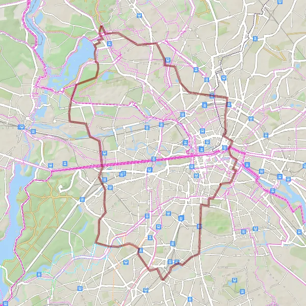 Map miniature of "Discover the Gravel Paths: A Cycling Adventure" cycling inspiration in Berlin, Germany. Generated by Tarmacs.app cycling route planner