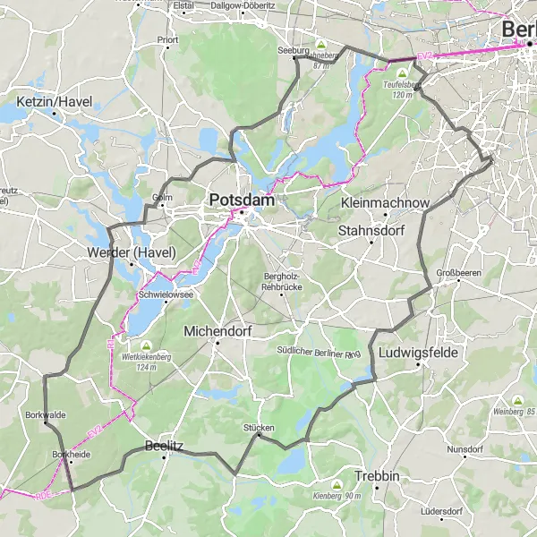 Karten-Miniaturansicht der Radinspiration "Struveshof - Kanin - Drachenberg" in Berlin, Germany. Erstellt vom Tarmacs.app-Routenplaner für Radtouren