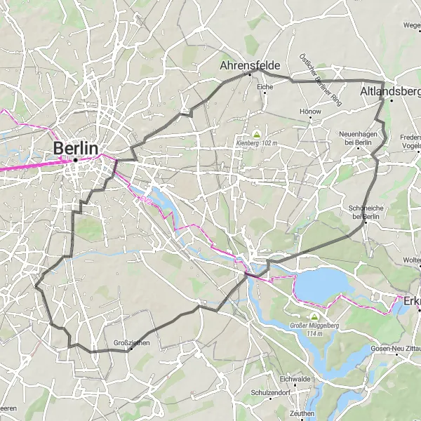 Karten-Miniaturansicht der Radinspiration "Städteverbindung mit Ausblick" in Berlin, Germany. Erstellt vom Tarmacs.app-Routenplaner für Radtouren