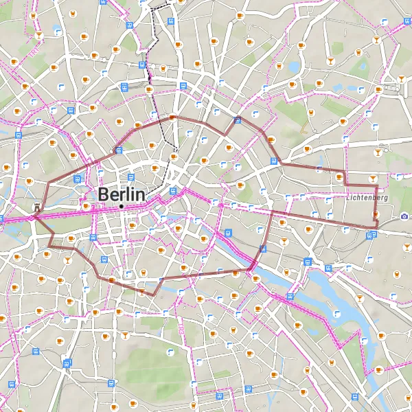 Map miniature of "Off the Beaten Path - Lichtenberg Gravel Adventure" cycling inspiration in Berlin, Germany. Generated by Tarmacs.app cycling route planner