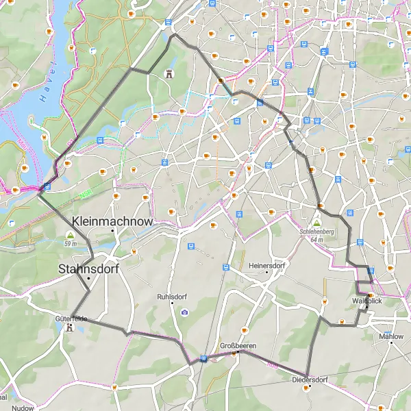 Map miniature of "Lichtenrade to Gedenkturm 1813" cycling inspiration in Berlin, Germany. Generated by Tarmacs.app cycling route planner