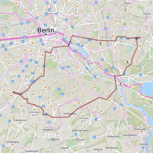 Map miniature of "Tempelhof Urban Gravel Adventure" cycling inspiration in Berlin, Germany. Generated by Tarmacs.app cycling route planner