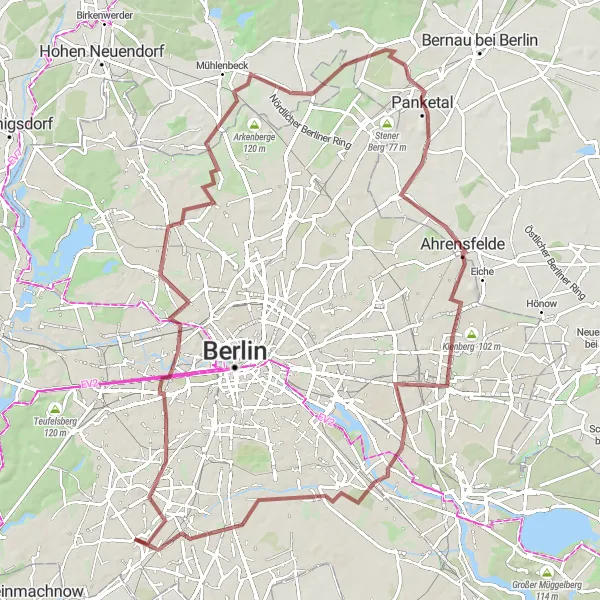 Map miniature of "Gravel Adventure in the South of Berlin" cycling inspiration in Berlin, Germany. Generated by Tarmacs.app cycling route planner